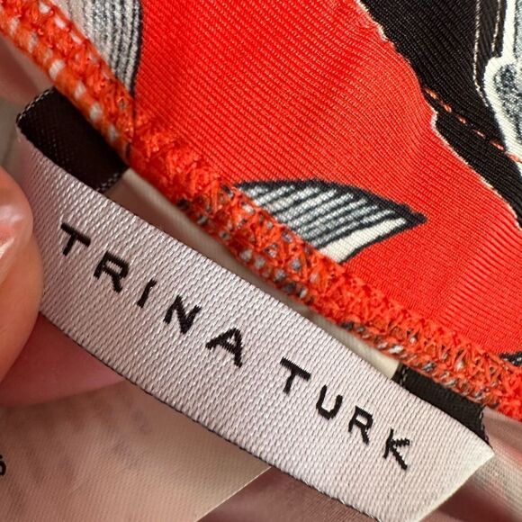 Trina Turk Shangri La Floral Print Coverup Pants - in Orange Red size XS WIDE - Picture 2 of 8